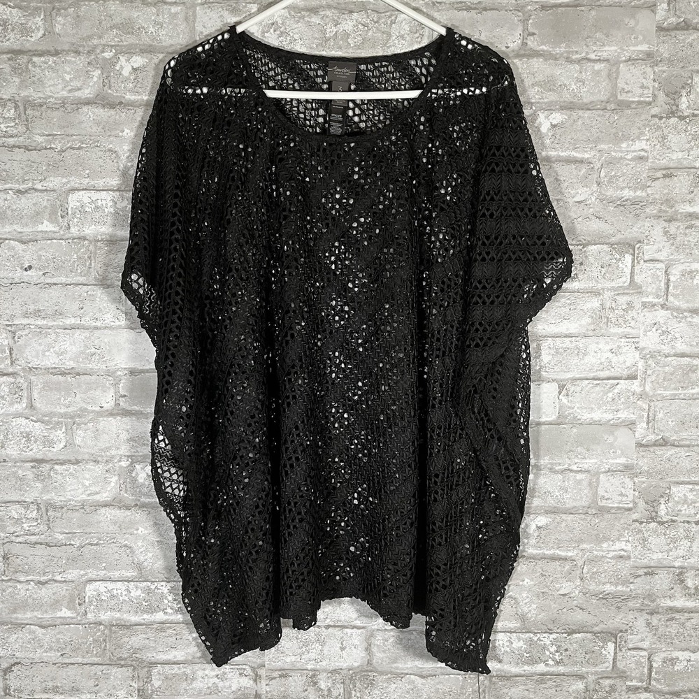 Chico's black crochet poncho swimsuit cover-up Size 3 / XL